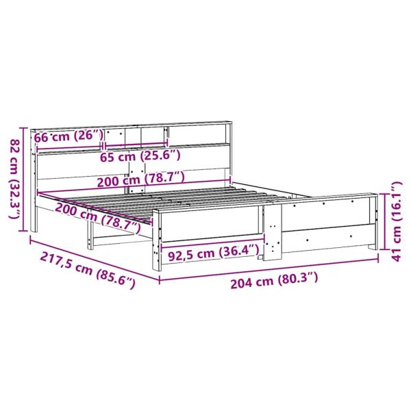 Bettgestell Wachsbraun 200 x 200 cm Massivholz Kiefer