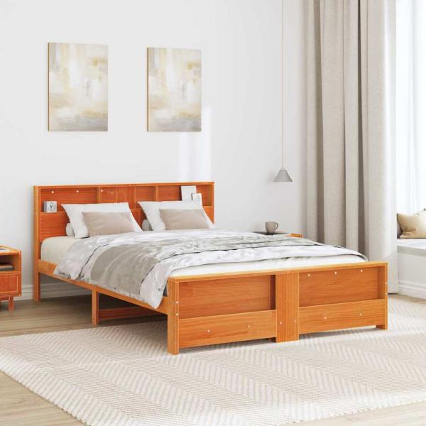 Bettgestell Wachsbraun 140 x 200 cm Massivholz Kiefer