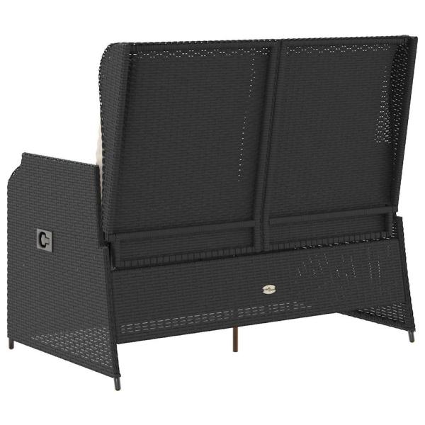 Gartenbank mit Kissen Schwarz Poly Rattan