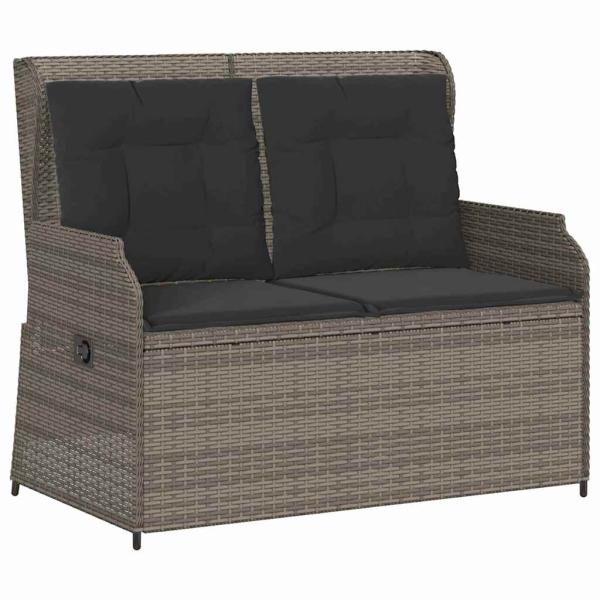 Gartenbank mit Kissen Grau Poly Rattan