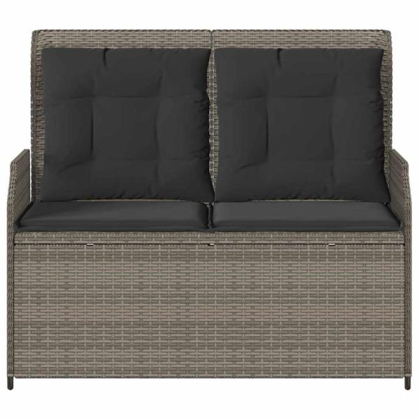 Gartenbank mit Kissen Grau Poly Rattan