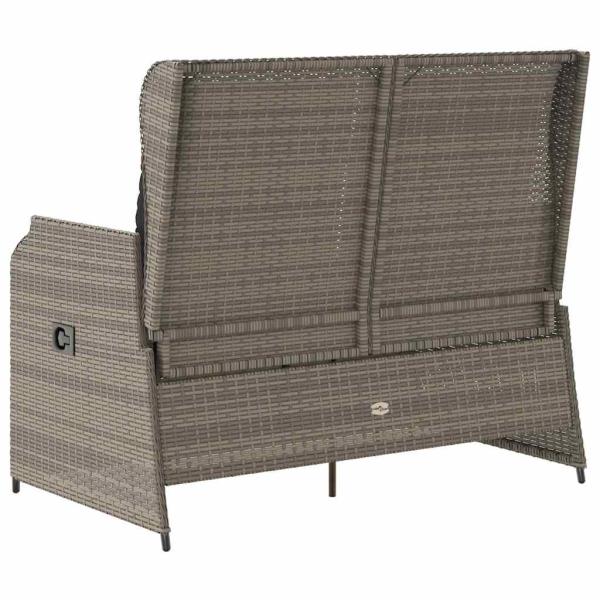 Gartenbank mit Kissen Grau Poly Rattan