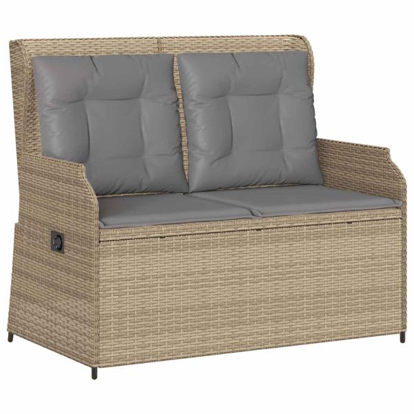 Gartenbank mit Kissen Beige Poly Rattan
