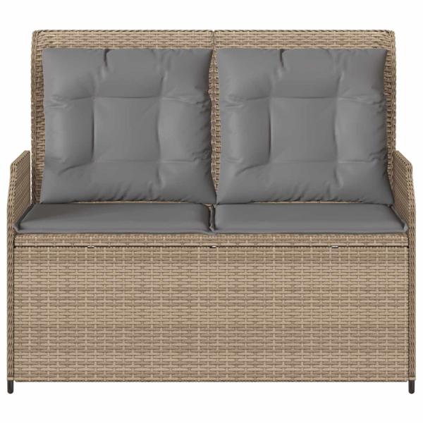 Gartenbank mit Kissen Beige Poly Rattan