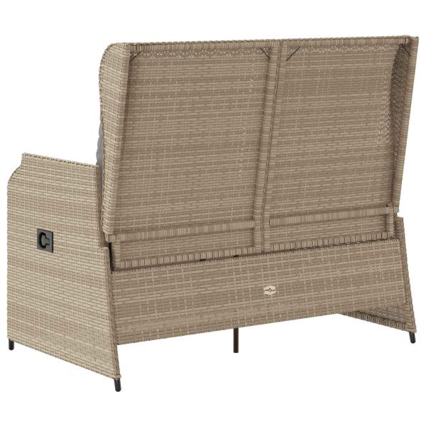 Gartenbank mit Kissen Beige Poly Rattan