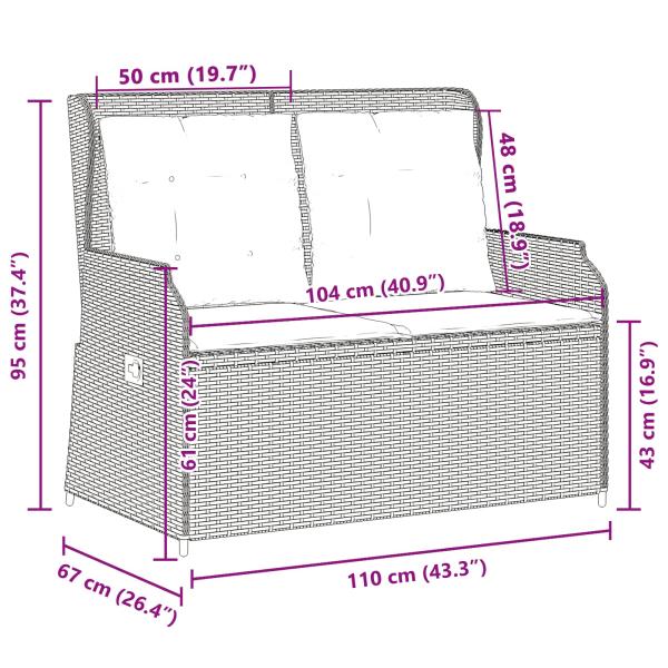 Gartenbank mit Kissen Beige Poly Rattan