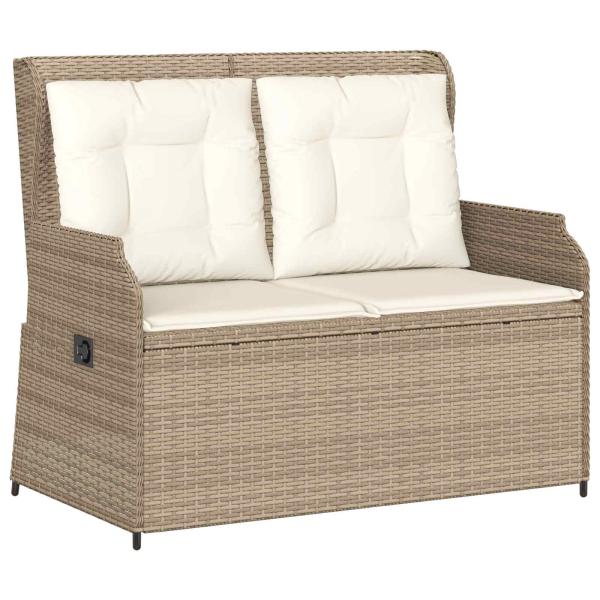 Gartenbank mit Kissen Beige Poly Rattan