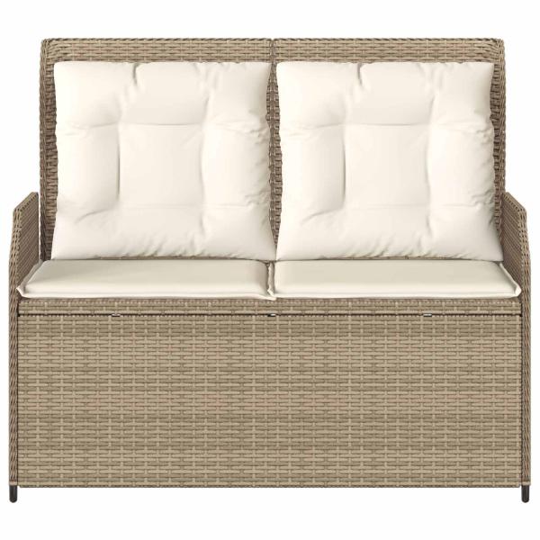 Gartenbank mit Kissen Beige Poly Rattan