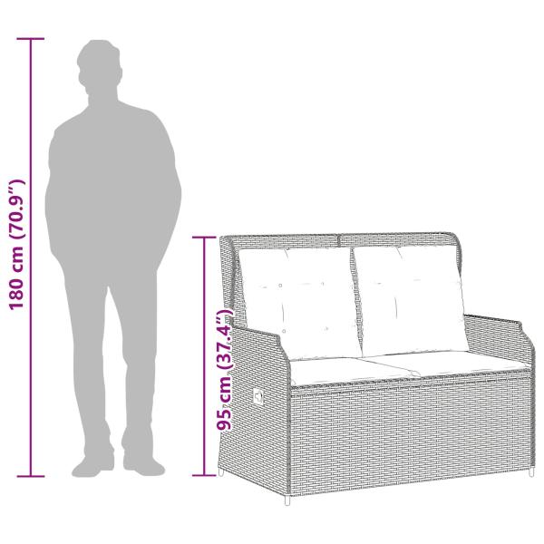 Gartenbank mit Kissen Beige Poly Rattan