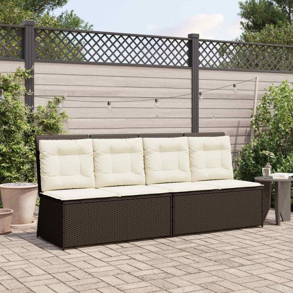 ARDEBO.de - Gartenbank mit Kissen Braun Poly Rattan