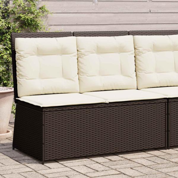 Gartenbank mit Kissen Braun Poly Rattan