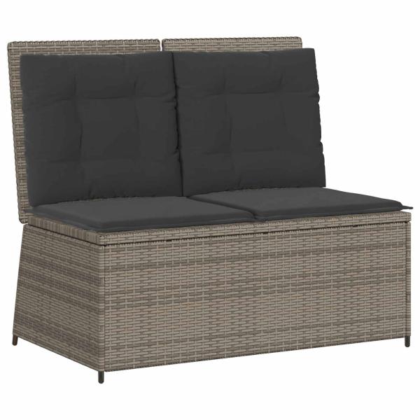 ARDEBO.de - Gartenbank mit Kissen Grau Poly Rattan