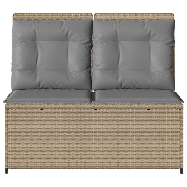 Gartenbank mit Kissen Beige Poly Rattan