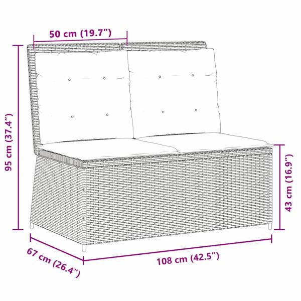 Gartenbank mit Kissen Beige Poly Rattan