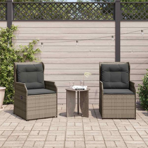 ARDEBO.de - Gartenbank mit Kissen 2 pcs Grau Poly Rattan