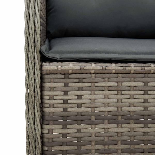 Gartenbank mit Kissen 2 pcs Grau Poly Rattan