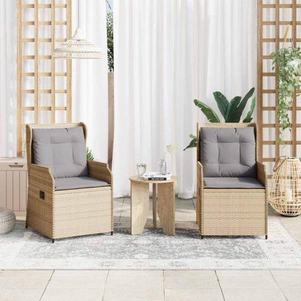 ARDEBO.de - Gartenbank mit Kissen 2 pcs Beige Poly Rattan