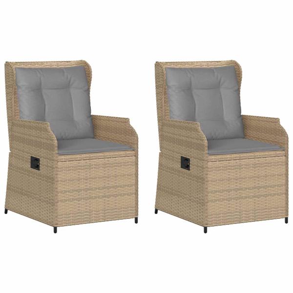 Gartenbank mit Kissen 2 pcs Beige Poly Rattan