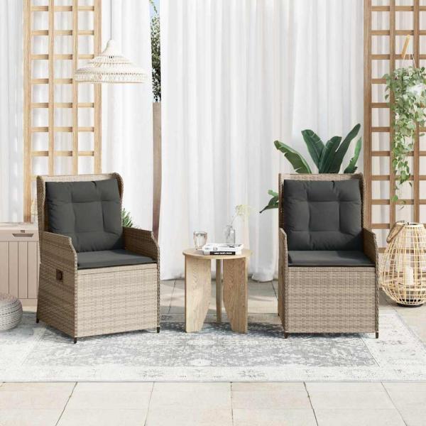 ARDEBO.de - Gartenbank mit Kissen 2 pcs Hellgrau Poly Rattan