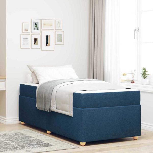 ARDEBO.de - Bettgestell mit Matratze Blau 90 x 200 cm Stoff