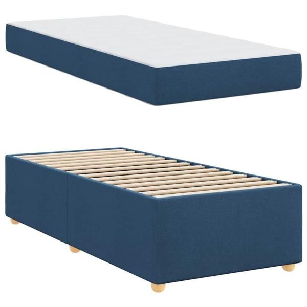 Bettgestell mit Matratze Blau 90 x 200 cm Stoff