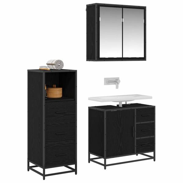 Badezimmermöbel Set 3 pcs Schwarze Eiche 35 x 37,5 x 100 cm