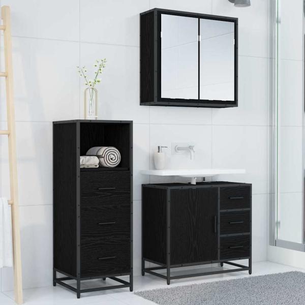 Badezimmermöbel Set 3 pcs Schwarze Eiche 35 x 37,5 x 100 cm