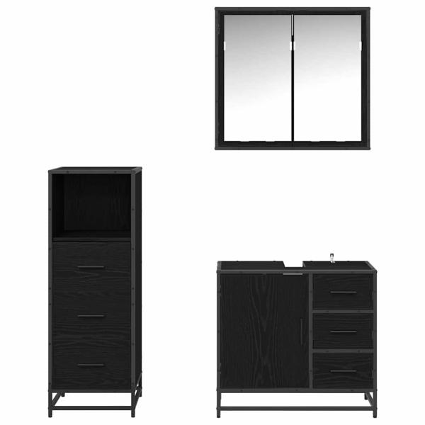 Badezimmermöbel Set 3 pcs Schwarze Eiche 35 x 37,5 x 100 cm