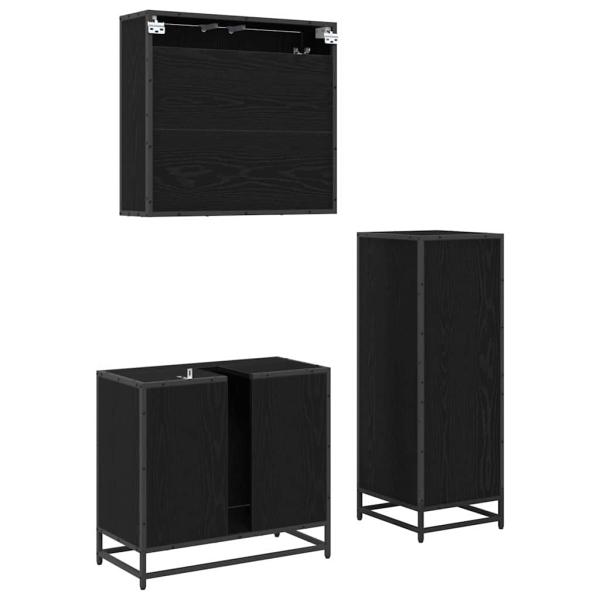 Badezimmermöbel Set 3 pcs Schwarze Eiche 35 x 37,5 x 100 cm