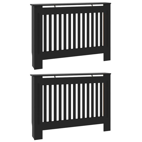 Heizkörperabdeckung 2 pcs Schwarz 112 x 19 x 81.5 cm