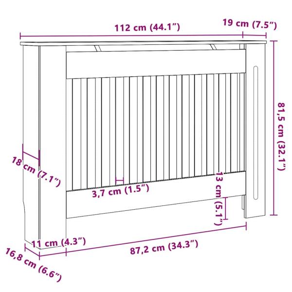 Heizkörperabdeckung 2 pcs Schwarz 112 x 19 x 81.5 cm
