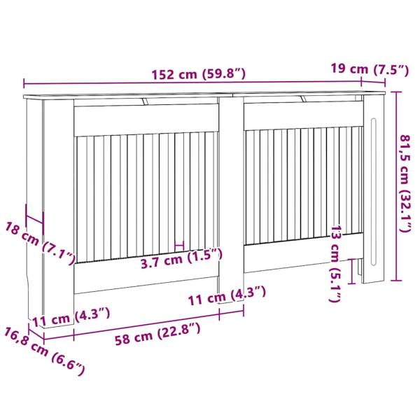Heizkörperabdeckung 2 pcs Braun 152 x 19 x 81.5 cm