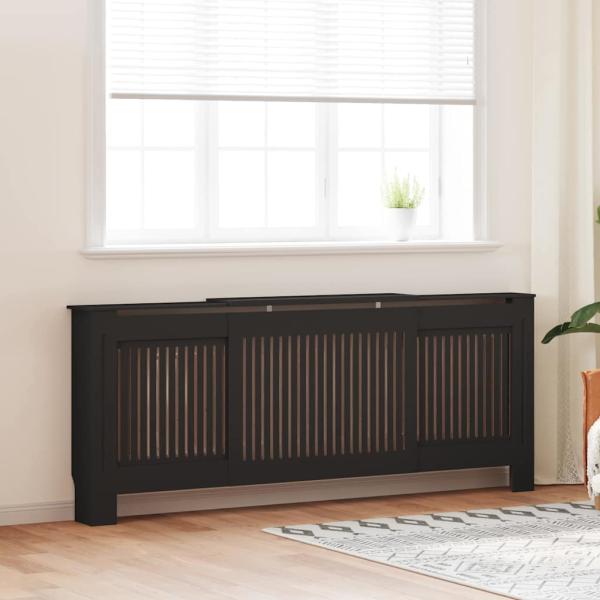 ARDEBO.de - Heizkörperabdeckung 2 pcs Schwarz (142-205) x 20.5 x 81.5 cm