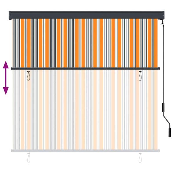 Outdoor Rollo Gestreift Gelb und Blau 180 x 250 cm Stoff