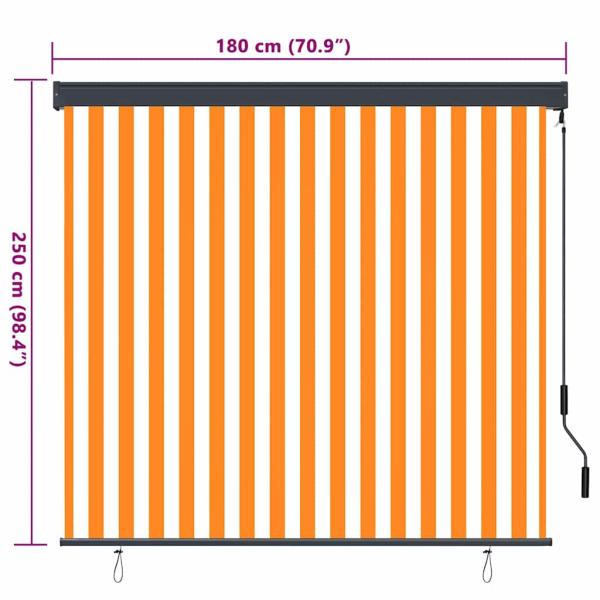 Outdoor Rollo Gestreift Orange und Weiß 180 x 250 cm Stoff