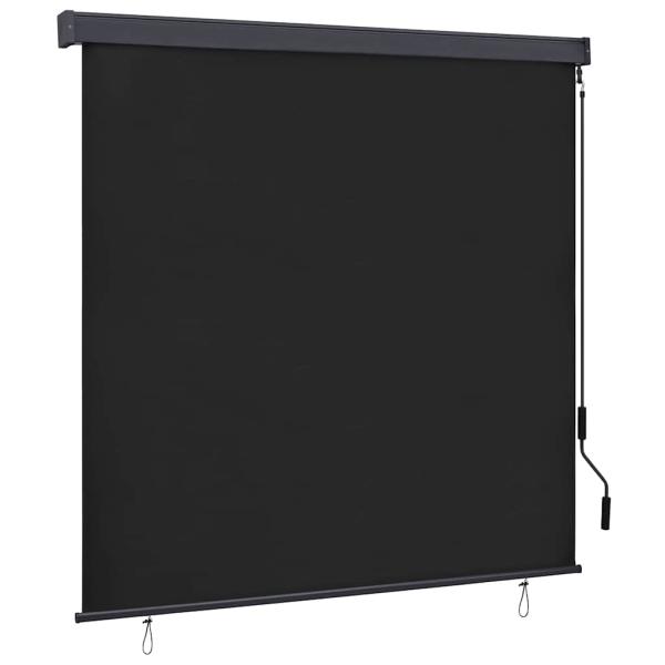 ARDEBO.de - Outdoor Rollo Gestreift Anthrazit 180 x 250 cm Stoff
