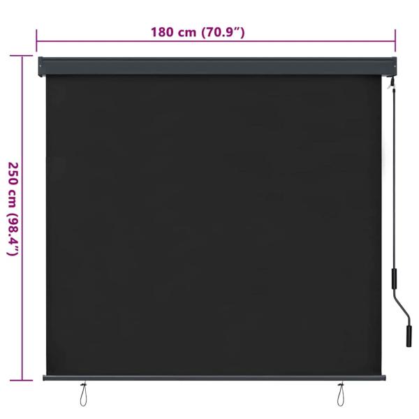 Outdoor Rollo Gestreift Anthrazit 180 x 250 cm Stoff
