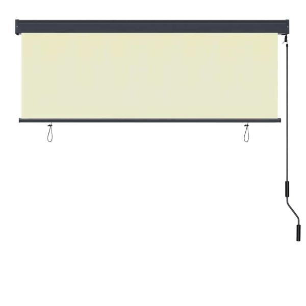 Outdoor Rollo Gestreift Verstellbar Creme 180 x 250 cm Stoff