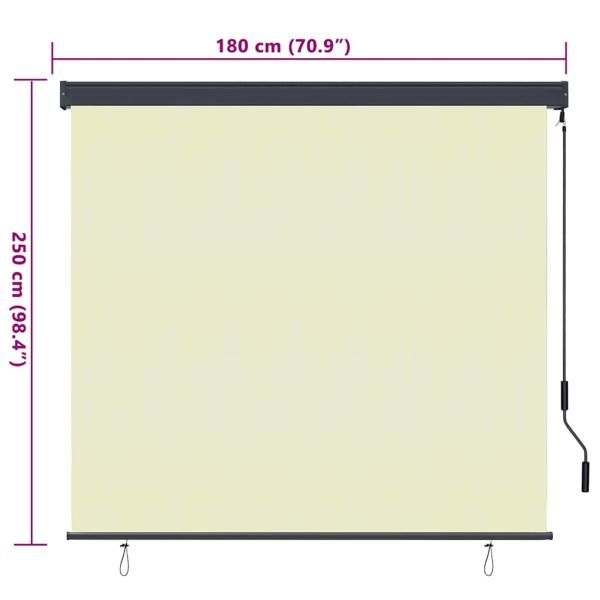 Outdoor Rollo Gestreift Verstellbar Creme 180 x 250 cm Stoff