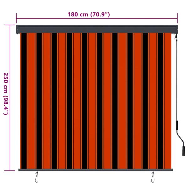 Outdoor Rollo Gestreift Orange und Weiß 180 x 250 cm Stoff