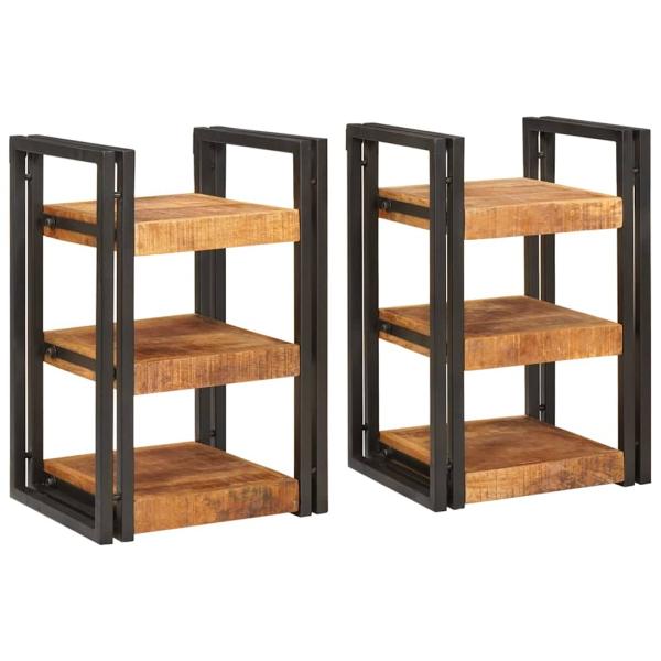 ARDEBO.de - Nachttisch 2 pcs Braun und Schwarz Massives Mango-Holz
