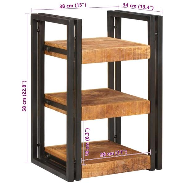 Nachttisch 2 pcs Braun und Schwarz Massives Mango-Holz