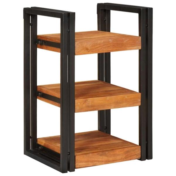Nachttisch 2 pcs Braun und Schwarz Massivholz Akazie