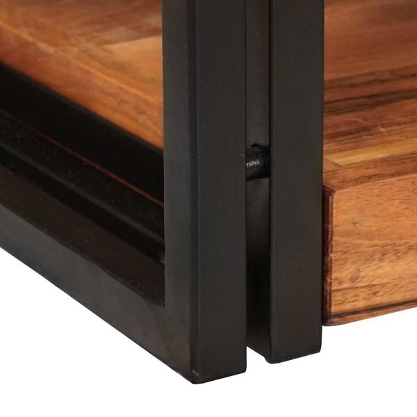 Nachttisch 2 pcs Braun und Schwarz Massivholz Akazie