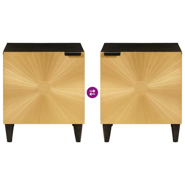 Nachttisch 2 pcs Schwarz und Gold 40 x 33.5 x 46 cm