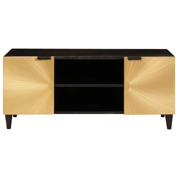 TV-Schränk Schwarz und Gold 105 x 33 x 46 cm massives Mangoholz