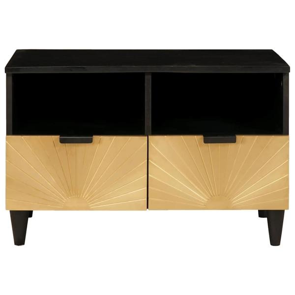 TV-Schränk Schwarz und Gold 70 x 33 x 46 cm massives Mangoholz
