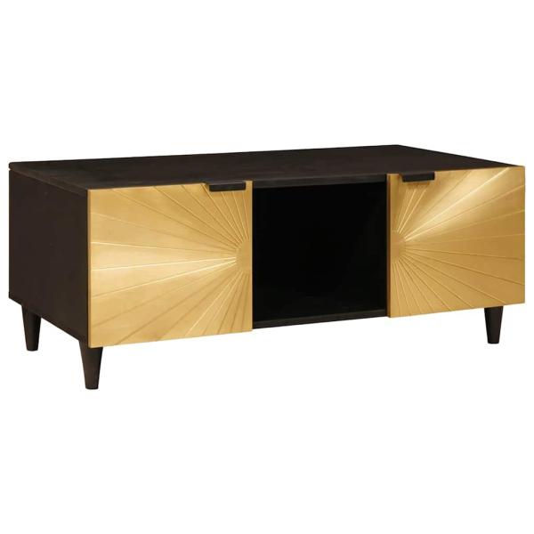 ARDEBO.de - Couchtisch Schwarz und Gold 100 x 54 x 40 cm massives Mangoholz