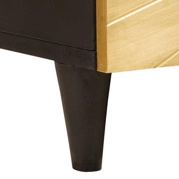 Couchtisch Schwarz und Gold 100 x 54 x 40 cm massives Mangoholz