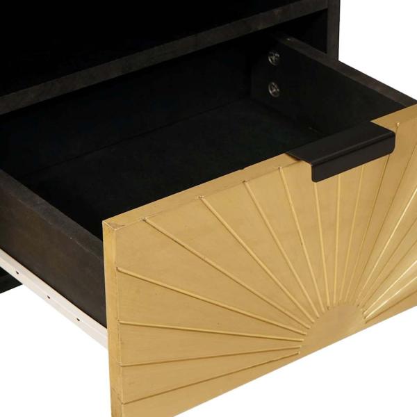 Couchtisch Schwarz und Gold 40 x 33 x 46 cm Holzwerkstoff